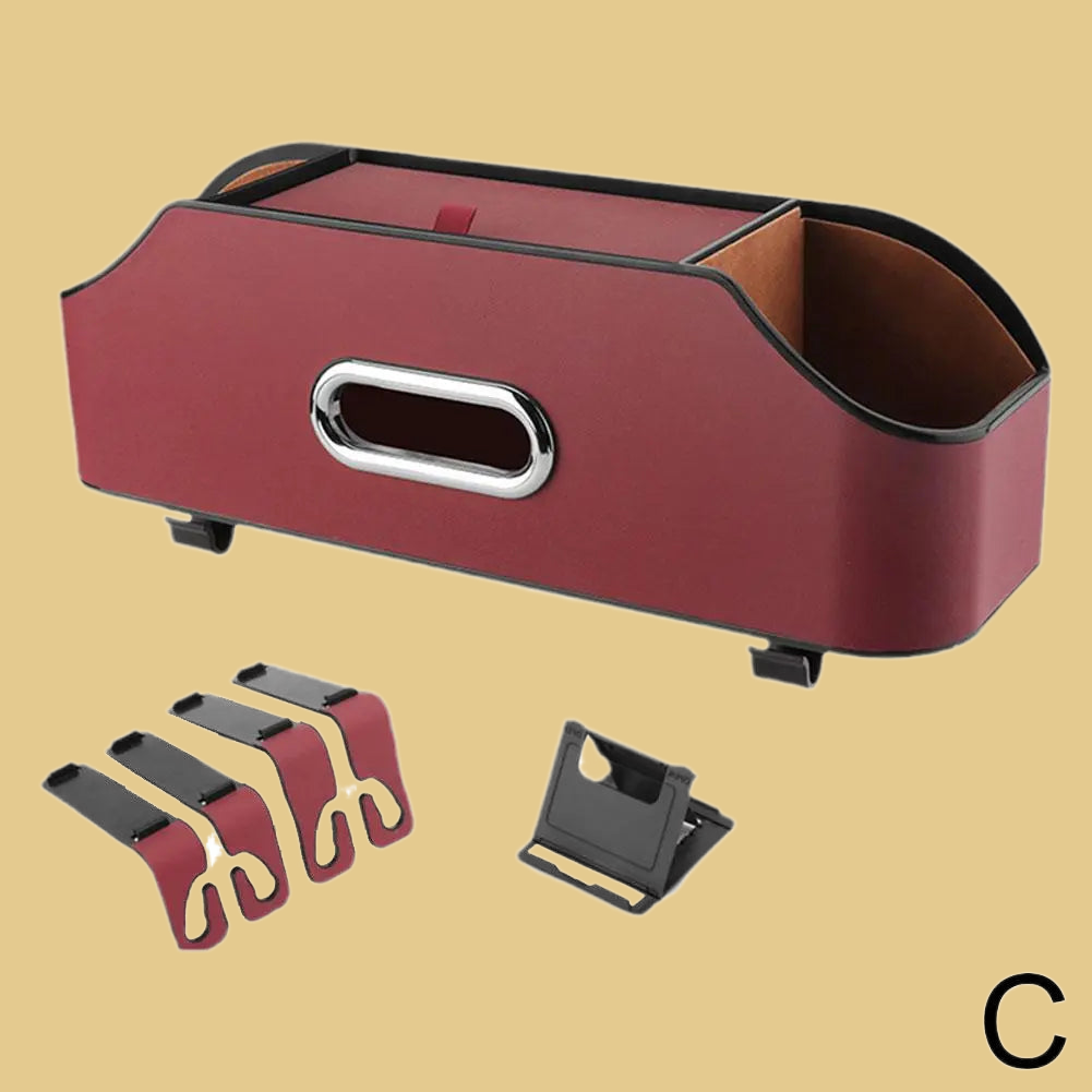 Leather Multifunctional Car Tissue & Storage Box