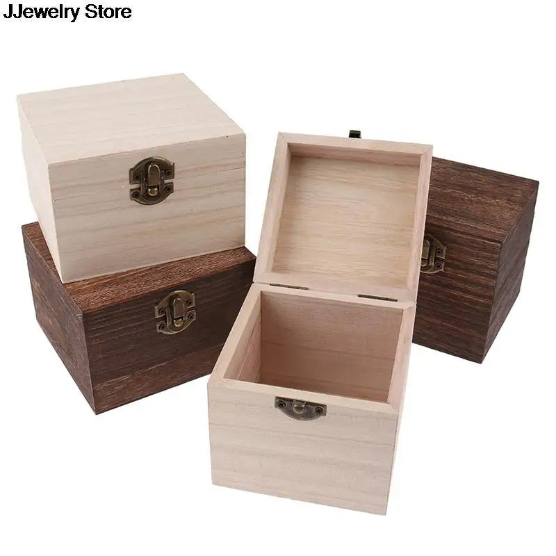 Retro Natural Wood Clamshell Storage Box