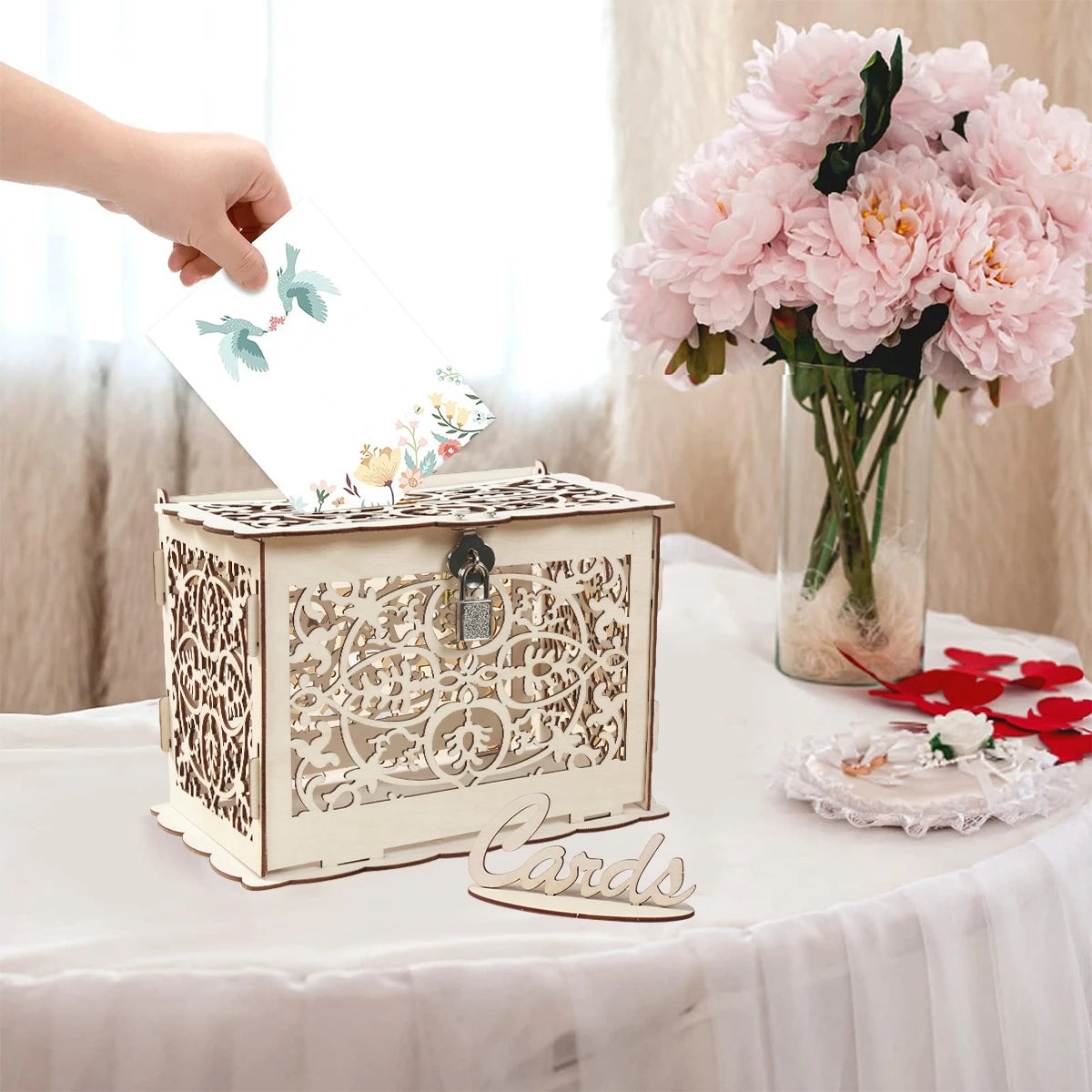 Rustic Charm Wooden Wedding Gifts Card Boxes With Lock