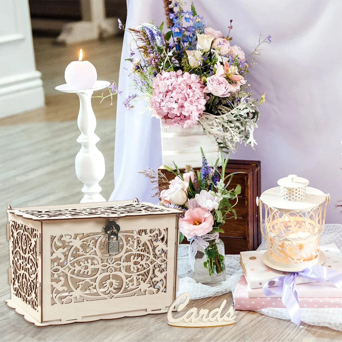 Rustic Charm Wooden Wedding Gifts Card Boxes With Lock