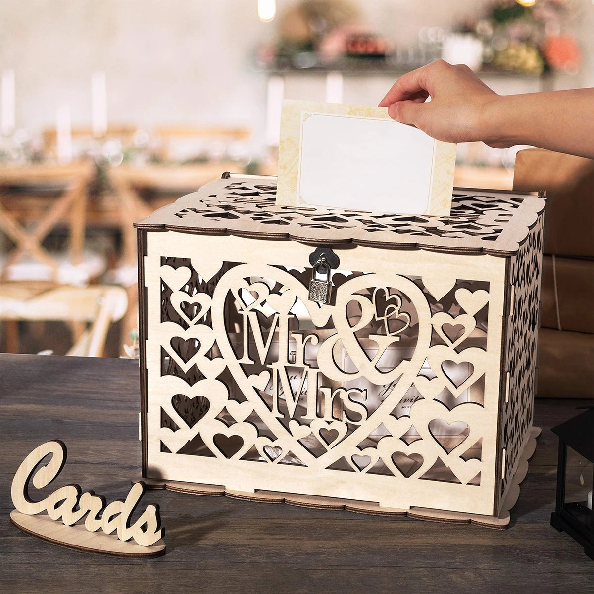 Rustic Charm Wooden Wedding Gifts Card Boxes With Lock