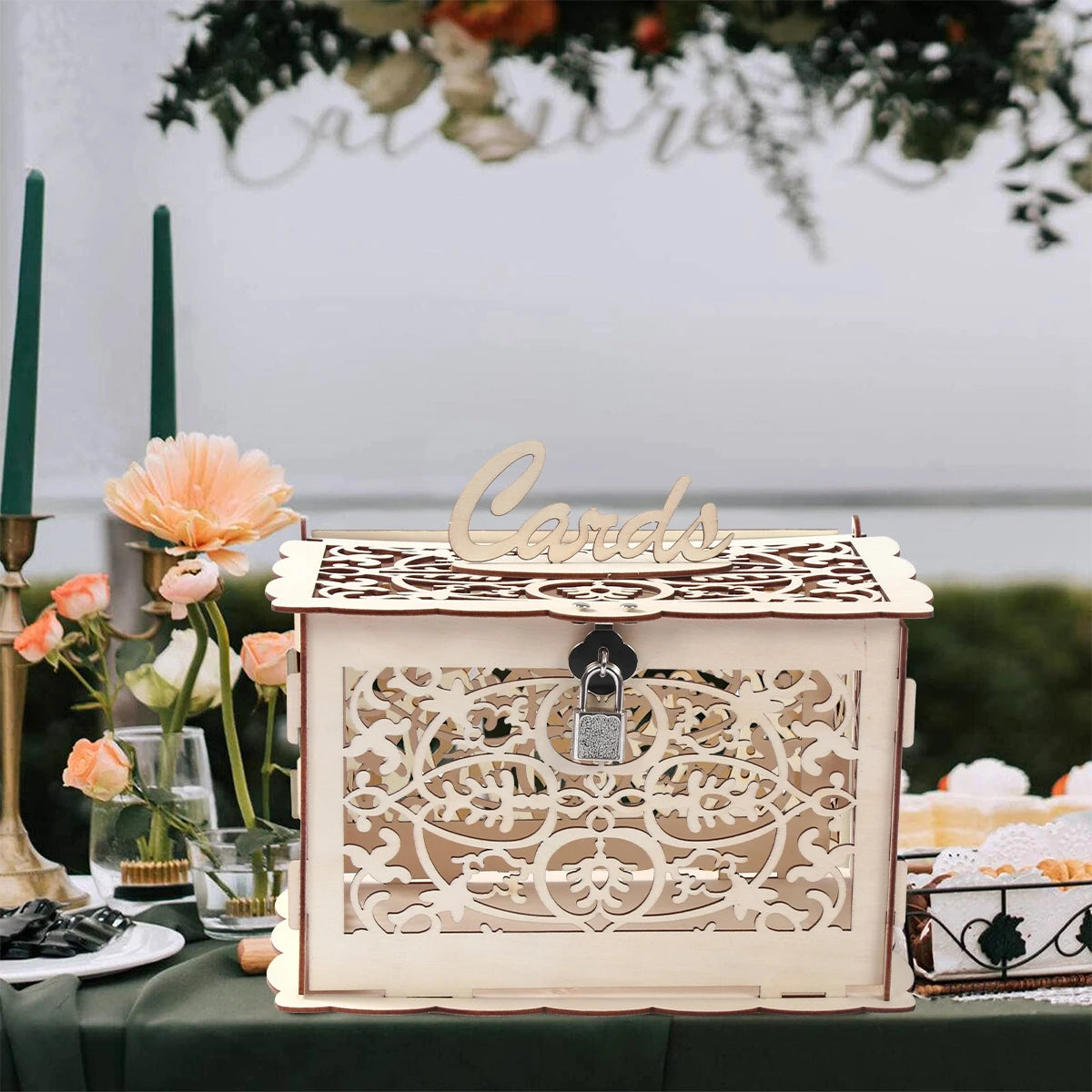 Rustic Charm Wooden Wedding Gifts Card Boxes With Lock