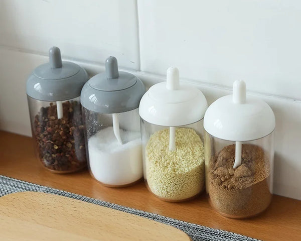 Plastic Spice Jar with Lid and Spoon