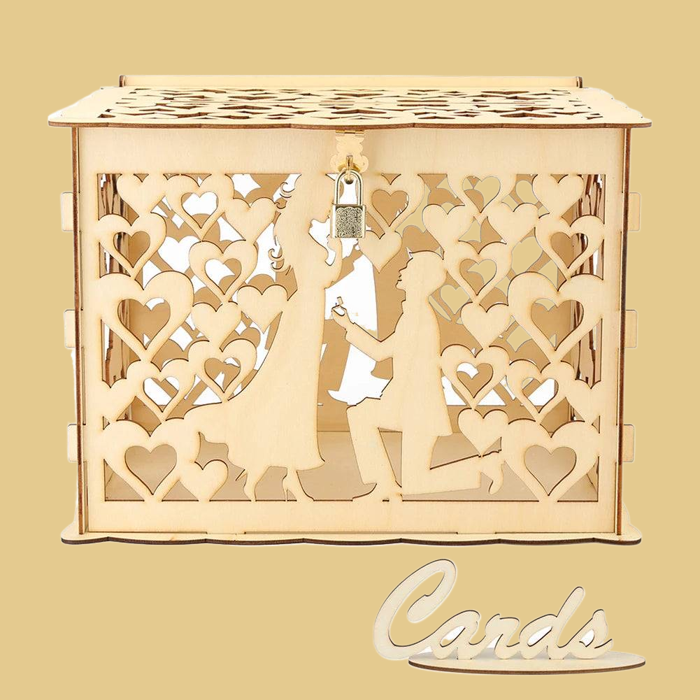 صندوق بطاقات زفاف خشبي أنيق وبسيط يمكنك صنعه بنفسك