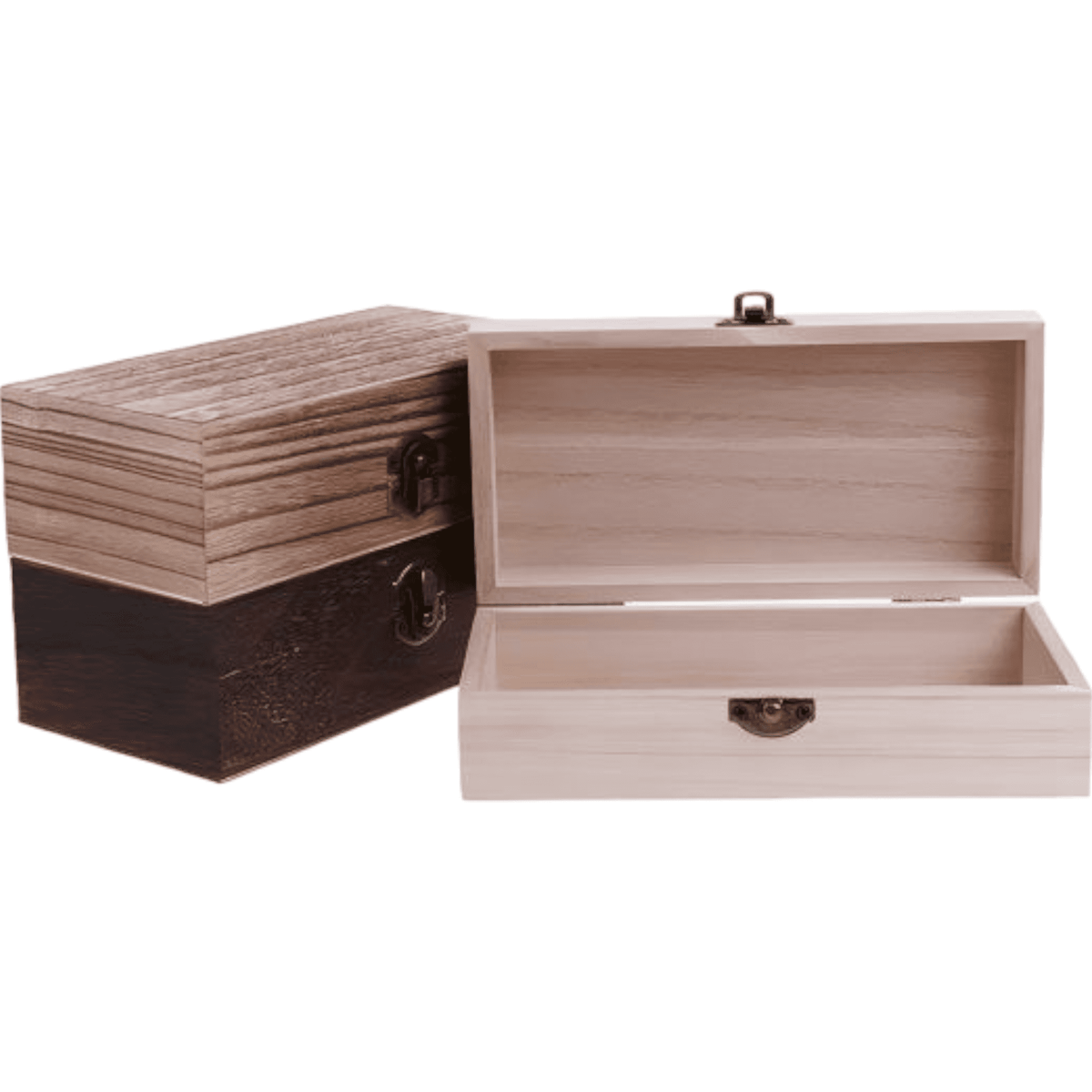 Retro Natural Wood Clamshell Storage Box