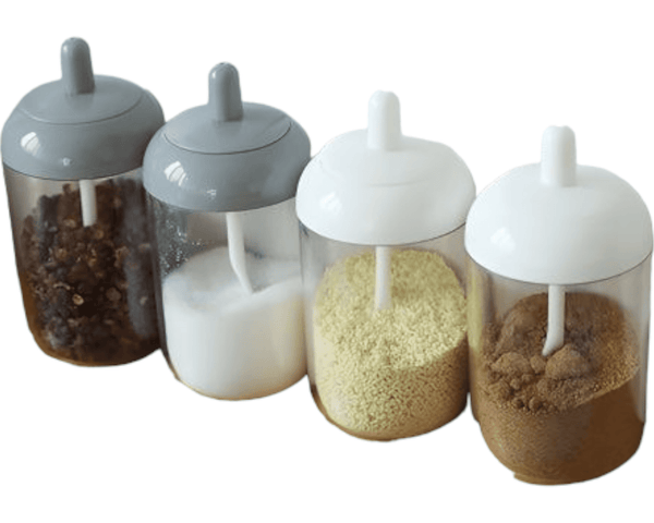 Plastic Spice Jar with Lid and Spoon